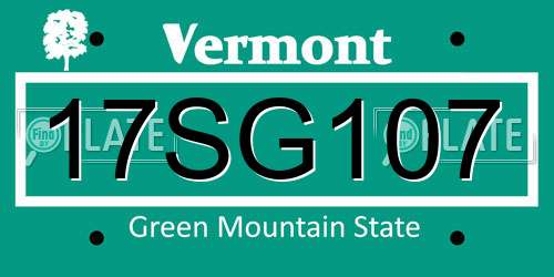17SG107 Vermont License Plate