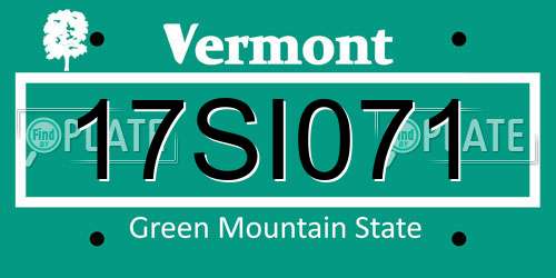17SI071 Vermont License Plate