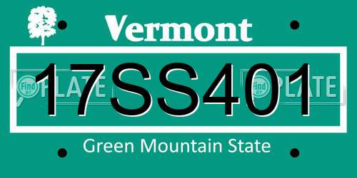 17SS401 Vermont License Plate