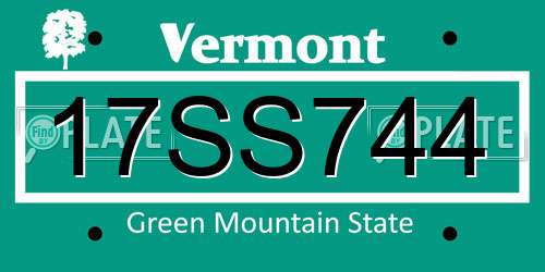 17SS744 Vermont License Plate