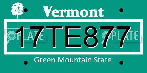 17TE877 Vermont License Plate