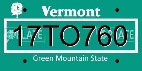 17TO760 Vermont License Plate