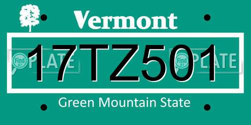 17TZ501 Vermont License Plate