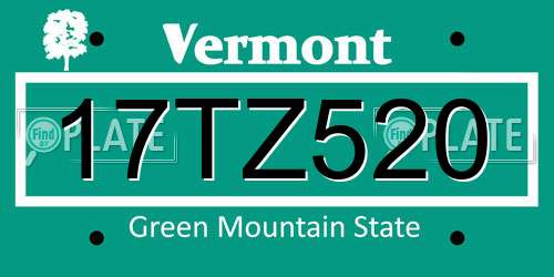 17TZ520 Vermont License Plate