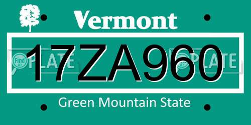 17ZA960 Vermont License Plate