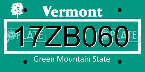 17ZB060 Vermont License Plate