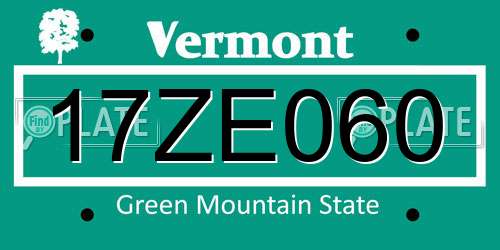 17ZE060 Vermont License Plate
