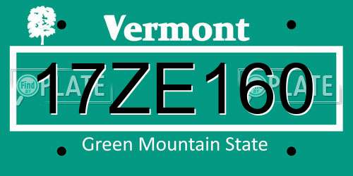 17ZE160 Vermont License Plate