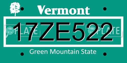 17ZE522 Vermont License Plate