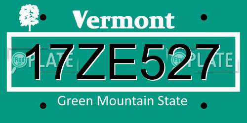 17ZE527 Vermont License Plate