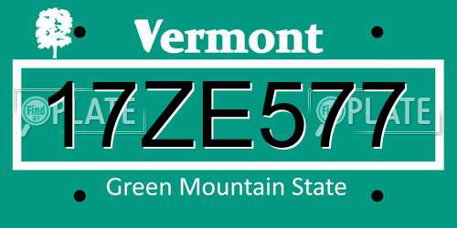 17ZE577 Vermont License Plate