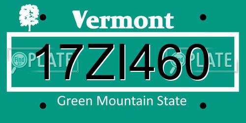 17ZI460 Vermont License Plate