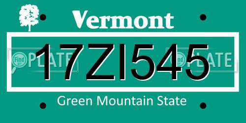 17ZI545 Vermont License Plate