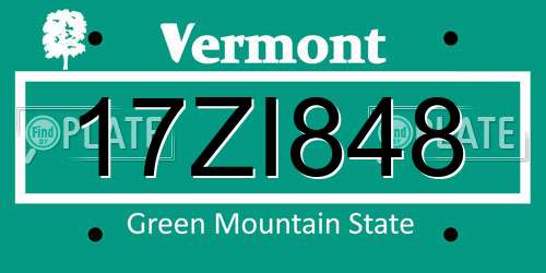 17ZI848 Vermont License Plate
