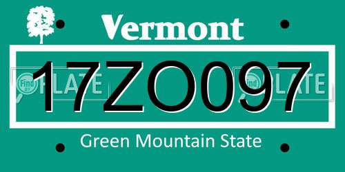 17ZO097 Vermont License Plate