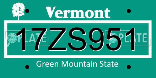 17ZS951 Vermont License Plate
