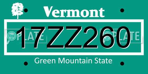 17ZZ260 Vermont License Plate