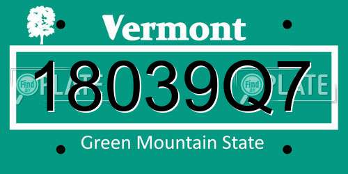 18039Q7 Vermont License Plate