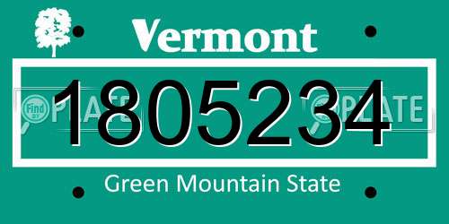 1805234 Vermont License Plate