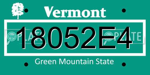 18052E4 Vermont License Plate