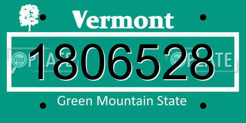 1806528 Vermont License Plate