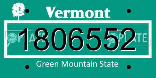 1806552 Vermont License Plate