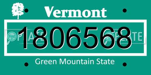 1806568 Vermont License Plate