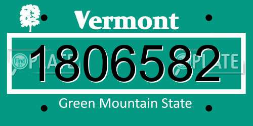 1806582 Vermont License Plate