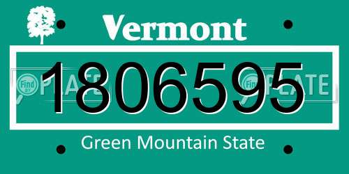 1806595 Vermont License Plate
