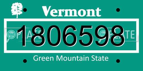 1806598 Vermont License Plate