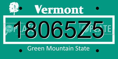 18065Z5 Vermont License Plate