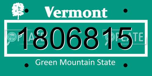 1806815 Vermont License Plate