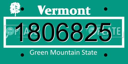 1806825 Vermont License Plate