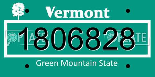 1806828 Vermont License Plate