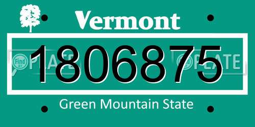 1806875 Vermont License Plate
