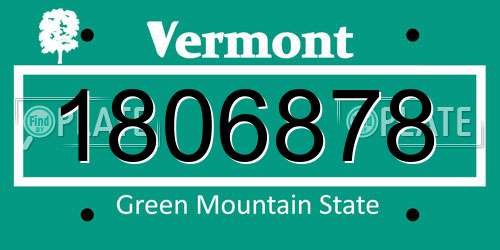 1806878 Vermont License Plate