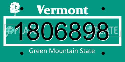 1806898 Vermont License Plate