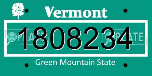 1808234 Vermont License Plate