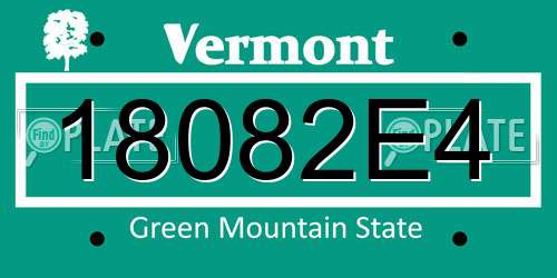 18082E4 Vermont License Plate