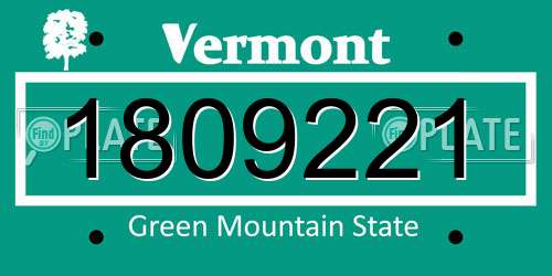 1809221 Vermont License Plate
