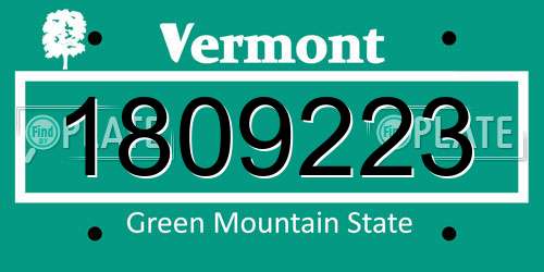 1809223 Vermont License Plate