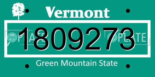 1809273 Vermont License Plate