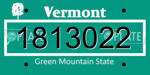 1813022 Vermont License Plate