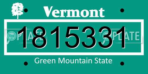 1815331 Vermont License Plate