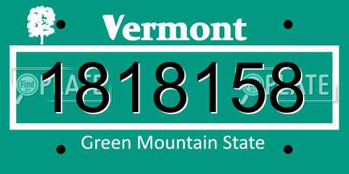 1818158 Vermont License Plate