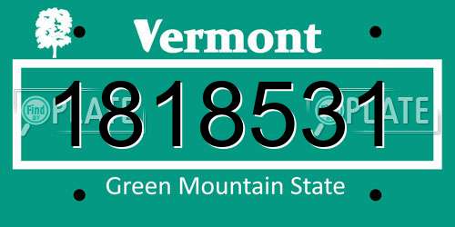 1818531 Vermont License Plate