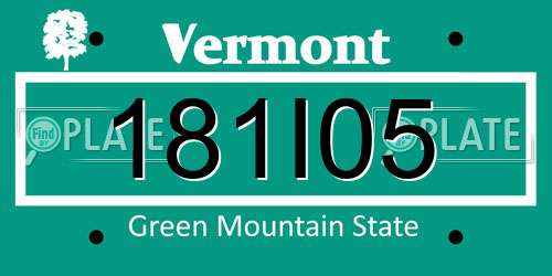 181I05 Vermont License Plate