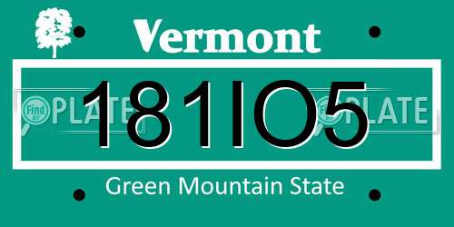 181IO5 Vermont License Plate