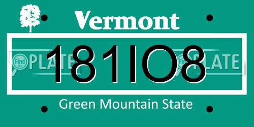 181IO8 Vermont License Plate