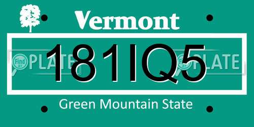 181IQ5 Vermont License Plate